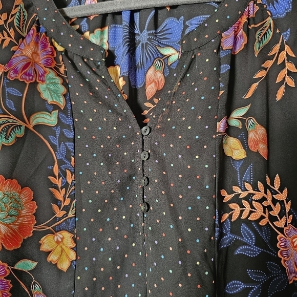 Counterparts pullover multicolored polka dot floral v-neck flowy blouse Size L - Picture 6 of 8